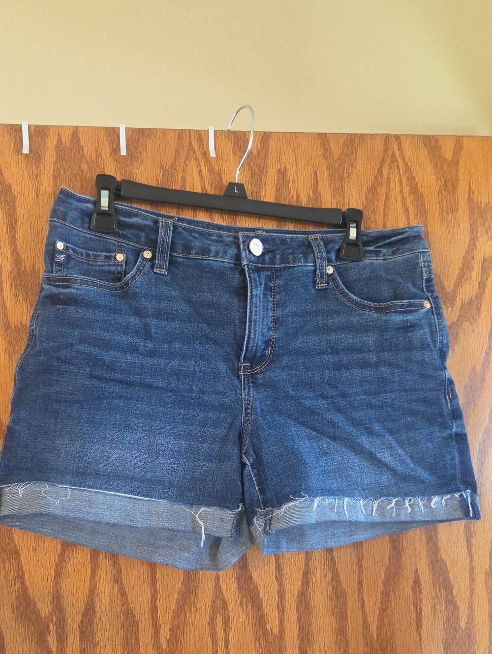 Seven7 Dark Blue Rolled Hem Denim Shorts